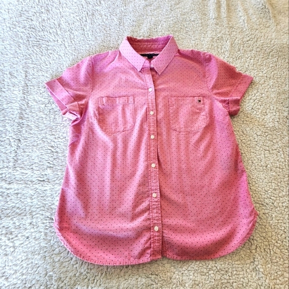 Boy's medium Tommy Hilfiger pink button up shirt - Picture 4 of 10